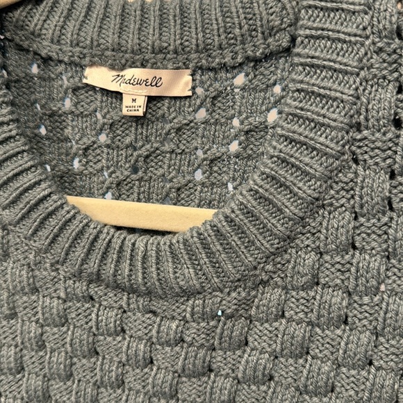 Madewell Basketweave-Stitch Sweater in Green, Size Medium - Picture 2 of 5